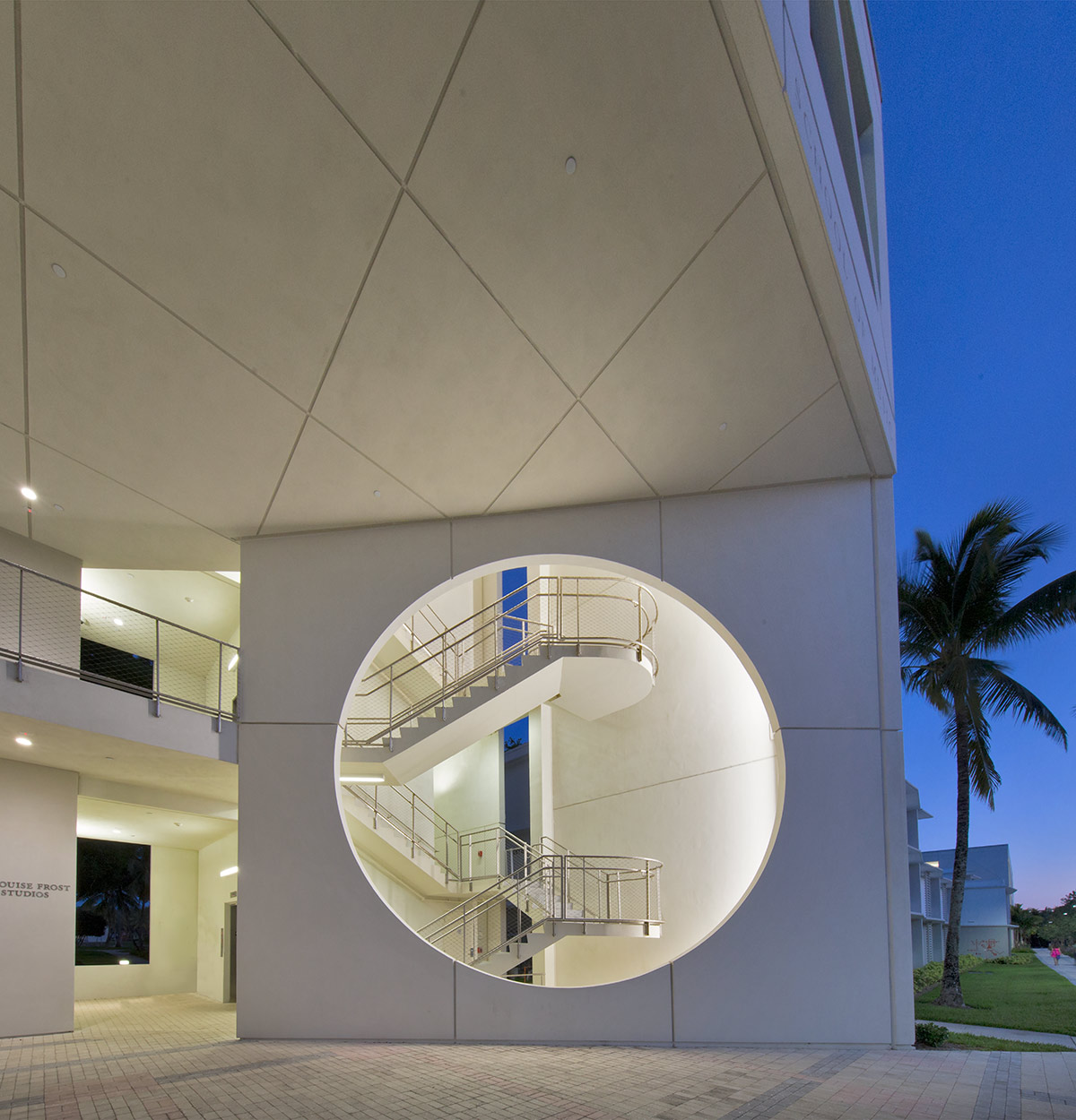 Architectural dusk view of the UM Frost School of Music - Miami, FL 